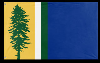 A mockup of the custom flag 'Cascadia Redesign Flag' on a white background