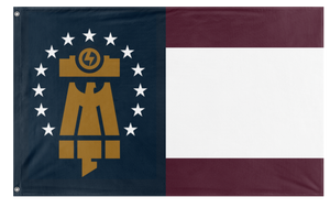 A mockup of the custom flag 'Pax Americana flag' on a white background