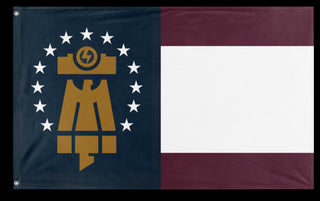 A mockup of the custom flag 'Pax Americana flag' on a white background