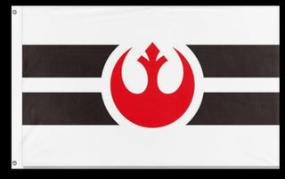 A mockup of the custom flag 'Rebellion flag' on a white background