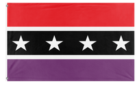 A mockup of the custom flag 'Samora flag' on a white background