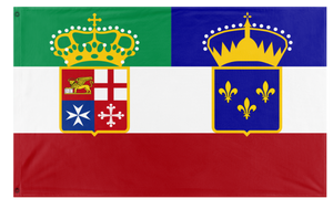 A mockup of the custom flag 'italian-french empire flag' on a white background