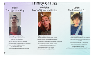 A mockup of the custom flag 'Trinity of Rizz flag' on a white background