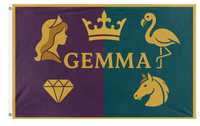 A mockup of the custom flag 'gem flag' on a white background