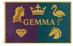 A mockup of the custom flag 'gem flag' on a white background