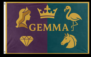 A mockup of the custom flag 'gem flag' on a white background