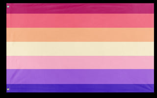 A mockup of the custom flag 'Transbian flag' on a white background