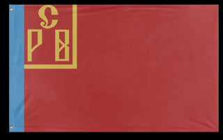 A mockup of the custom flag 'Vyrmenshov flag' on a white background