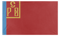 A mockup of the custom flag 'vyrmenshov flag' on a white background