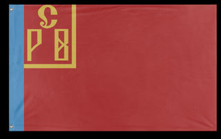 A mockup of the custom flag 'vyrmenshov flag' on a white background