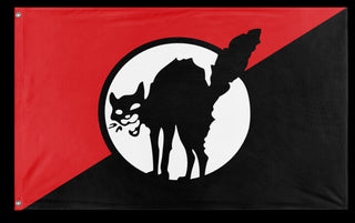 A mockup of the custom flag 'Sabot Cat flag' on a white background