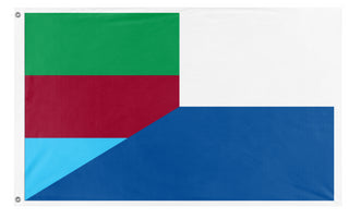 A mockup of the custom flag 'nova tuguria flag' on a white background