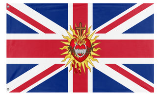A mockup of the custom flag 'Sacred Heart of Britain flag' on a white background
