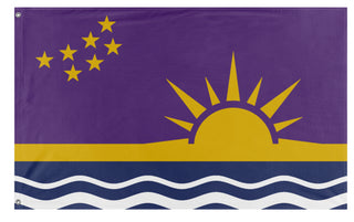 A mockup of the custom flag 'United Commonwealths of Columbia flag' on a white background