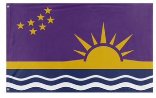 A mockup of the custom flag 'United Commonwealth of Columbia flag' on a white background
