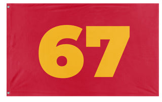 A mockup of the custom flag '67 flag' on a white background
