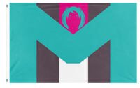 A mockup of the custom flag 'Hatsunia flag' on a white background