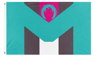 A mockup of the custom flag 'Hatsunia flag' on a white background