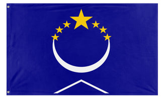 A mockup of the custom flag 'United Confederation of Worlds flag' on a white background
