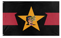 A mockup of the custom flag 'All Deprogrammed Black League flag' on a white background
