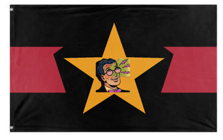 A mockup of the custom flag 'All Deprogrammed Black League flag' on a white background