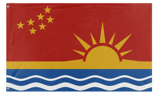 A mockup of the custom flag 'Columbya Peoples Liberation Union flag' on a white background