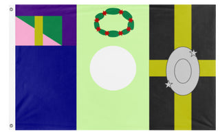 A mockup of the custom flag 'Island Of Tempest flag' on a white background