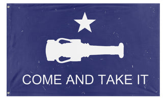 A mockup of the custom flag 'Come and Take It flag' on a white background