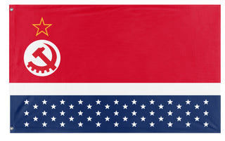 A mockup of the custom flag 'Socialist States of America' on a white background