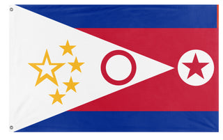 A mockup of the custom flag 'Communist Treaty flag' on a white background