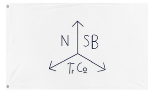 A mockup of the custom flag 'Northern Stormbridge trading company  flag' on a white background