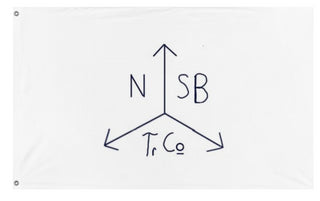 A mockup of the custom flag 'Northern Stormbridge trading company  flag' on a white background