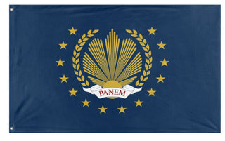 A mockup of the custom flag 'New Panem flag' on a white background