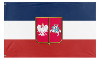 A mockup of the custom flag 'Kingdom of Poland flag' on a white background