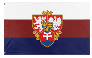 A mockup of the custom flag 'Zapadoslavia flag' on a white background