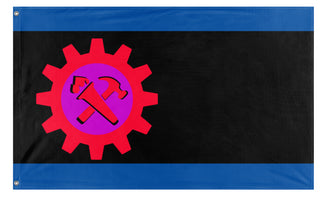 A mockup of the custom flag 'syndicalist kingdom of Jasonia flag' on a white background