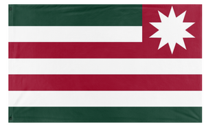 A mockup of the custom flag 'KAMIWORLD flag' on a white background
