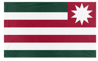 A mockup of the custom flag 'KAMIWORLD flag' on a white background