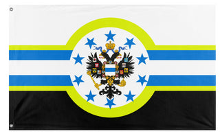 A mockup of the custom flag 'Democratic Russian Empire' on a white background