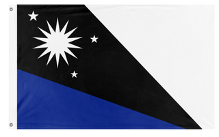 A mockup of the custom flag 'Out belts flag' on a white background