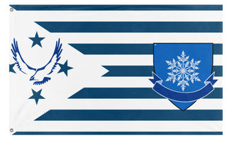 A mockup of the custom flag 'BAYLAND flag' on a white background