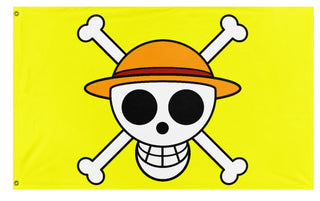 A mockup of the custom flag 'strawhat flag' on a white background