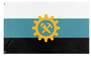 A mockup of the custom flag 'United Syndicalist Republic of Appalachia/U.S.R.A. flag' on a white background