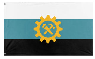 A mockup of the custom flag 'United Syndicalist Republic of Appalachia/U.S.R.A. flag' on a white background