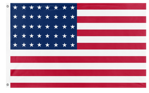A mockup of the custom flag '50 Star American Flag but in style of the 40 star flag' on a white background