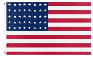A mockup of the custom flag '50 Star American Flag but in style of the 40 star flag' on a white background