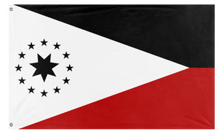 A mockup of the custom flag 'Workers Party of Pluto flag' on a white background