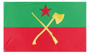 A mockup of the custom flag 'Cascadia front  flag' on a white background