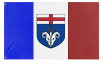 A mockup of the custom flag 'Frankford flag' on a white background