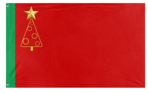 A mockup of the custom flag 'Communist Christmas f flag' on a white background